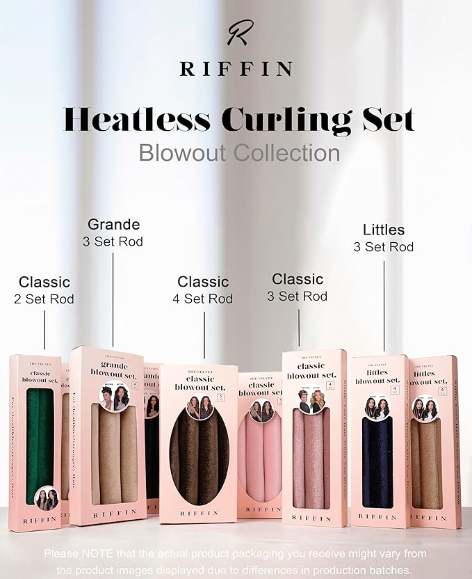 Littles Heatless Curls Overnight Rods No Heat Hair Curlers to Sleep in Foam Soft Hair Rollers for Short & Long Hair Blowout Look, Heatless Flexible Curling Rod Set with Satin Wrap for Sleeping