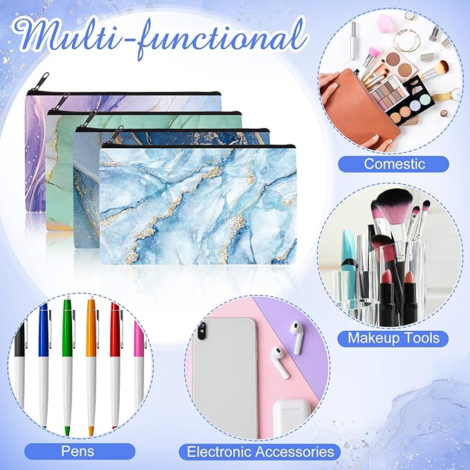 Reginary 20 Pieces Cosmetic Bag for Women, Roomy Makeup Bags with Zipper Toiletry Bag Pouch Travel Accessory Organizer Gifts, 7 x 4.3 Inches(Marble)