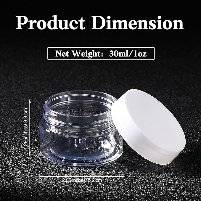 SATINIOR 6 Pack 1 oz Plastic Jars Containers with Lids Wide-mouth Refillable Leakproof Reusable Round Empty Jars for Travel Cosmetic Dry Food Spice Candy Cookie Home Kitchen Organizing(White)