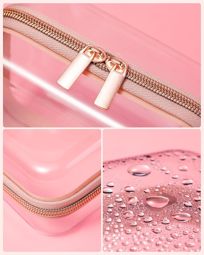 Travel Containers for Toiletries 4 Pack, Clear Hard Zipper Case, TSA Approved Travel Size Toiletries, With Clear Bag Leak Proof Silicone Jars, Creams Jars Carrying Small Items