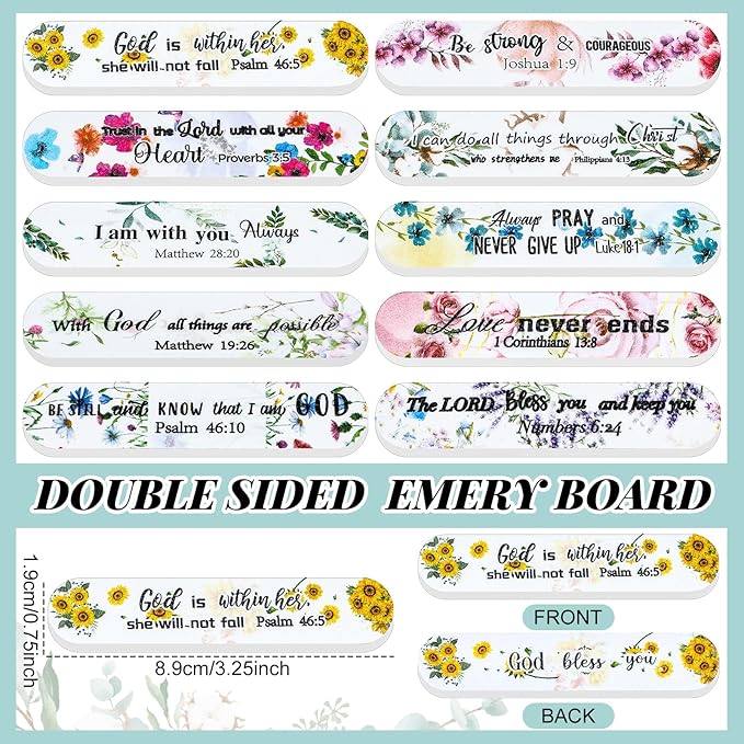 50 Pack Christian Gifts for Women Scripture Mini Nail Files Christian Party Favors Bible Verse Emery Boards Religious Small Gifts for Teacher Mother Employee Staff Coworkers Office Supplies