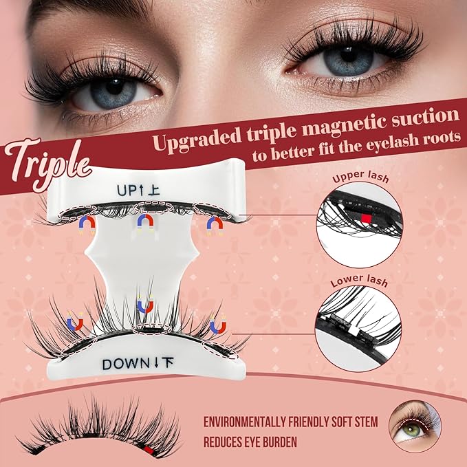 Higu clace Magnetic Eyelashes Magnetic Lashes with Applicator Soft Magnetic Eyelashes Natural Look Pestañas Magnéticas No Need Glue Easy to Wear and Remove Pestañas Magnéticas Naturales(I04)