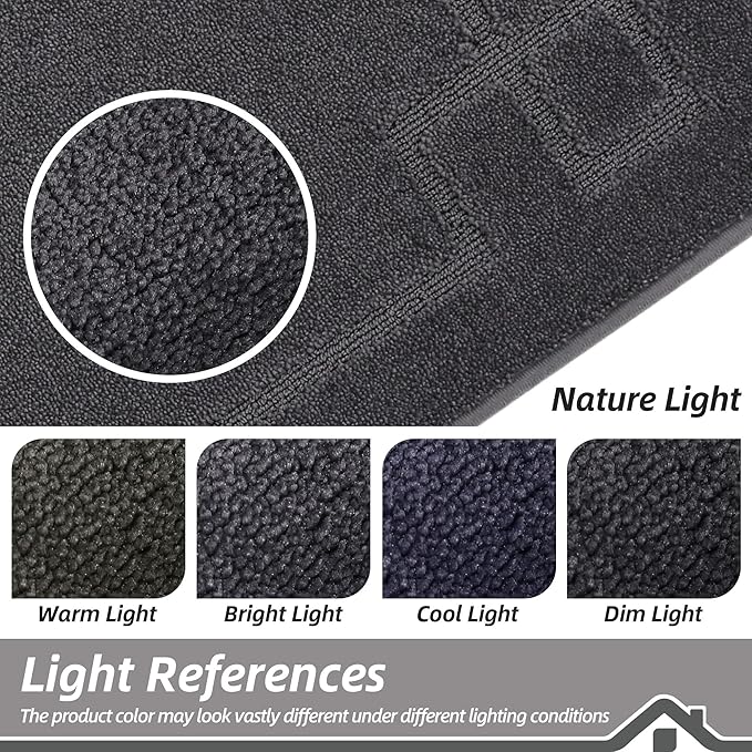 BEQHAUSE Door Mat 20" x 32", Non-Slip Door Mats Indoor Entryway Rugs Washable Low-Profile Absorbent and Stain Resist Floor Mats, Dog Door Mat for Front Back Door, Mud Wet Shoes & Paws, Dark Grey