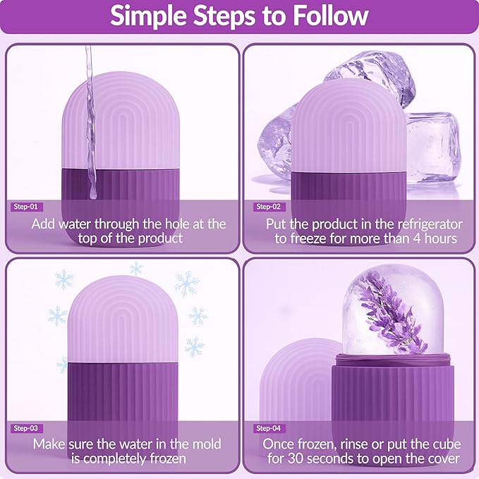 Brookstone IcyGlow Facial Rollers with Lavender - Ice Roller for Face, Neck & Under Eyes - Cold Therapy Massager for Puffiness, Redness & Skincare Routine - Soothing Ice Face Roller for Cooling