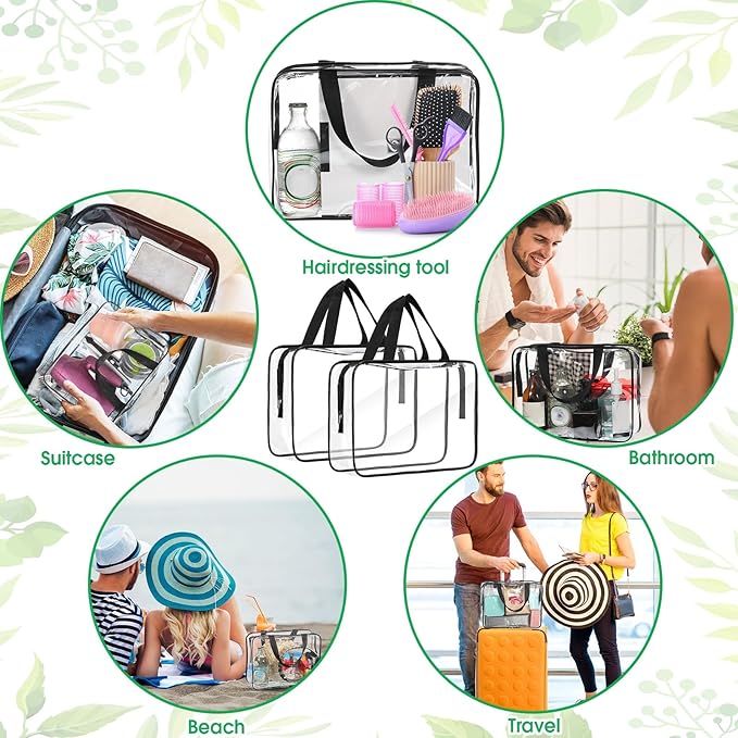 Reginary 10 Pack Large Clear Toiletry Cosmetic Makeup Bag with Zipper and Handle Travel Tote Pouch PVC Plastic Toy Storage Organizer