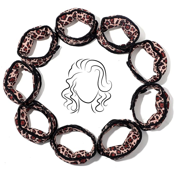 Syhood 48 Pcs Sponge Hair Rollers Soft Hair Curlers to Sleep in, Foam Heatless Overnight Pillow Curlers for Women Tousle Hair Styling Tools(Cloth Cover,Leopard)