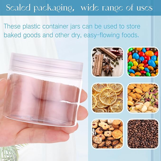 SATINIOR 6 Pack Plastic Container with Lids Small Jars Wide Mouth Round Airtight Leak Proof Container for Travel Storage, Cosmetic,eye Shadow, Nails, Paint, Jewelry(Clear,6 oz)