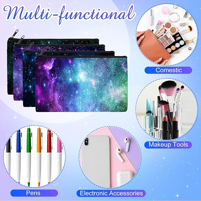 Reginary 20 Pieces Cosmetic Bag for Women, Roomy Makeup Bags with Zipper Toiletry Bag Pouch Travel Accessory Organizer Gifts, 7 x 4.3 Inches(Starry Sky)