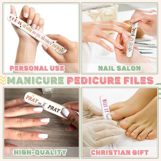 50 Pack Christian Gifts for Women Scripture Mini Nail Files Christian Party Favors Bible Verse Emery Boards Religious Small Gifts for Teacher Mother Employee Staff Coworkers Office Supplies