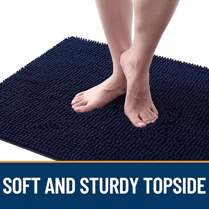OLANLY Dog Door Mat for Muddy Paws 40x32, Absorbs Moisture and Dirt, Absorbent Non-Slip Washable Doormat, Quick Dry Chenille Mud Mat for Dogs, Entry Indoor Entryway Carpet for Inside Floor, Navy Blue