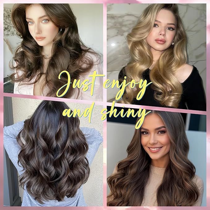 Serenade Satin Heatless Curls Overnight for Long Hair, Heatless Hair curler Set for Women and Girls, No Heat Curling Rods with Satin Scrunchies and Clip, Pink