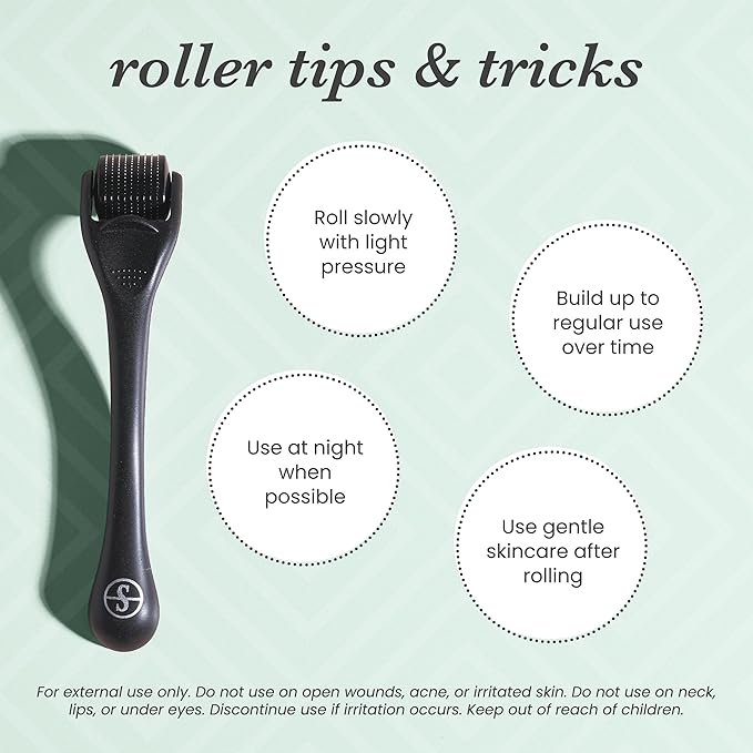 Roller for Face, Beard, Hair - Skincare for Men and Women (Shiny Black)