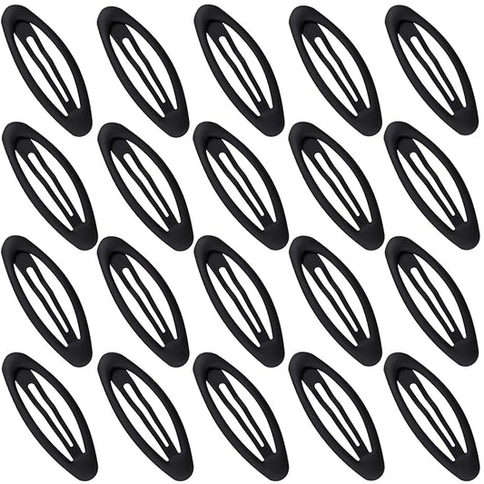 20PCS Oval Metal Snap Clips for Women No Slip Small Barrettes for Thin Fine Hair,Matte Black
