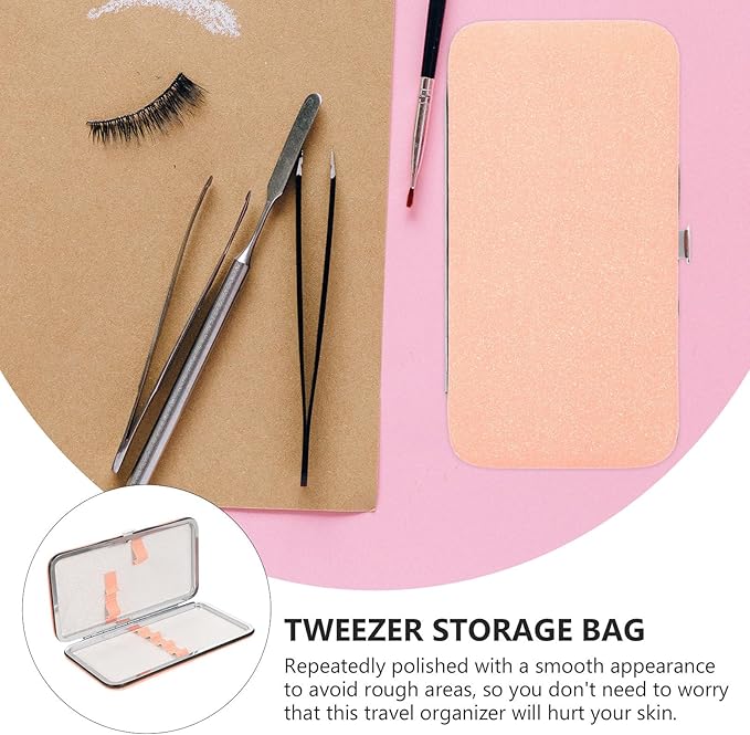 FRCOLOR Eyelash Storage Bag Portable Tweezers Case Compact Lash Organizer Travel Makeup Cosmetic Brush Tool Holder with Multiple Compartments