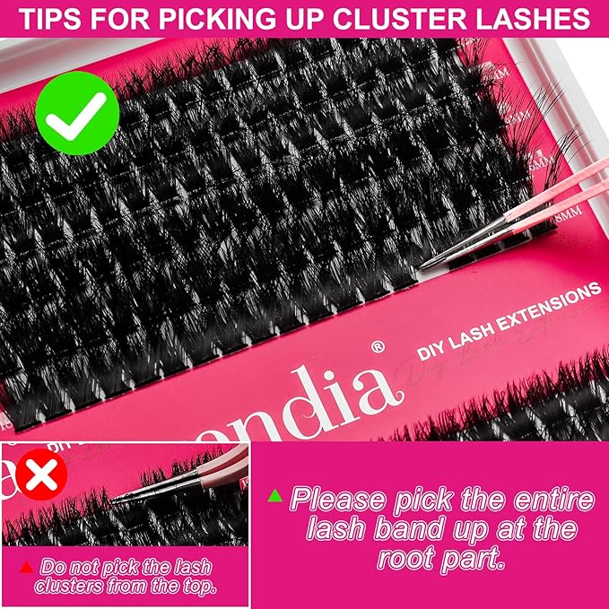Fowendia Lash Clusters 80D 100D Fluffy Individual Lashes D Curl Cluster Eyelash Extensions 10-18mm Wispy DIY Lash Extension Thick Volume False Eyelashes Clusters for Beginners