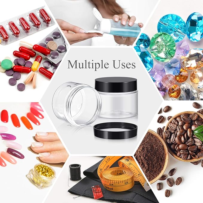 6 Pack 6oz Plastic Jars Containers with Lids Wide-mouth Refillable Leakproof Reusable Round Empty Jars for Travel Cosmetic Dry Food Spice Candy Cookie Home Kitchen Organizing(Clear)