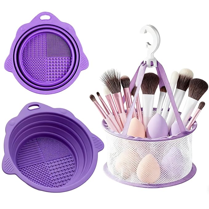 Makeup Brush Cleaner, Makeup Brush Cleaning Mat, Silicone Makeup Brush Cleaning Pad Cleaner And Dryer