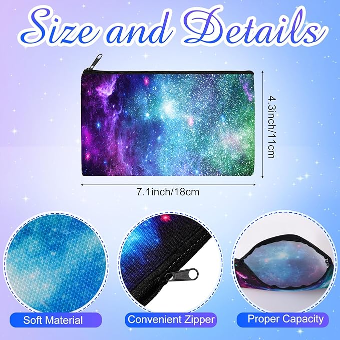 Reginary 20 Pieces Cosmetic Bag for Women, Roomy Makeup Bags with Zipper Toiletry Bag Pouch Travel Accessory Organizer Gifts, 7 x 4.3 Inches(Starry Sky)