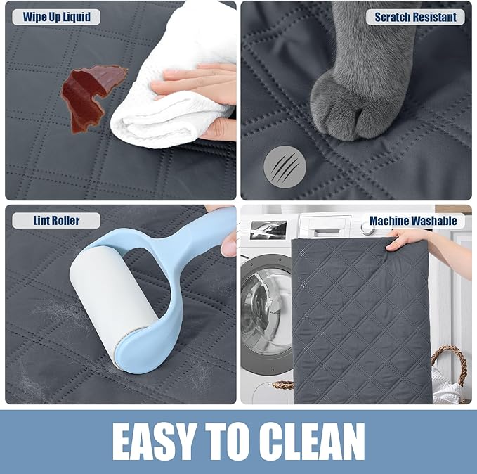 Smiry Waterproof Dog Bed Cover Pet Blanket, Soft Washable Dog Blanket for Furniture Bed Couch Sofa Reversible, Checkered (30"x53", Dark Grey/Black)
