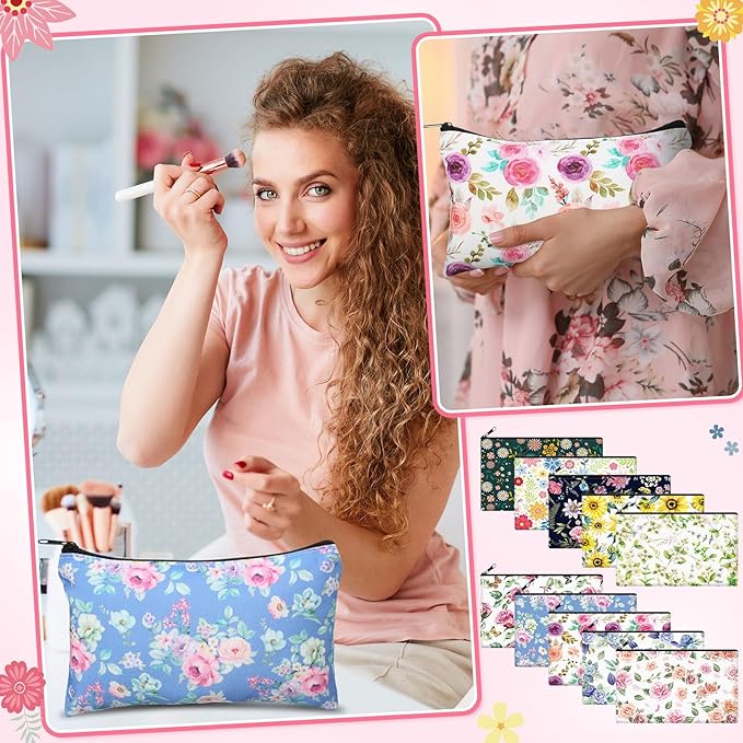 Reginary 20 Pieces Cosmetic Bag for Women, Roomy Makeup Bags with Zipper Toiletry Bag Pouch Travel Accessory Organizer Gifts, 7 x 4.3 Inches