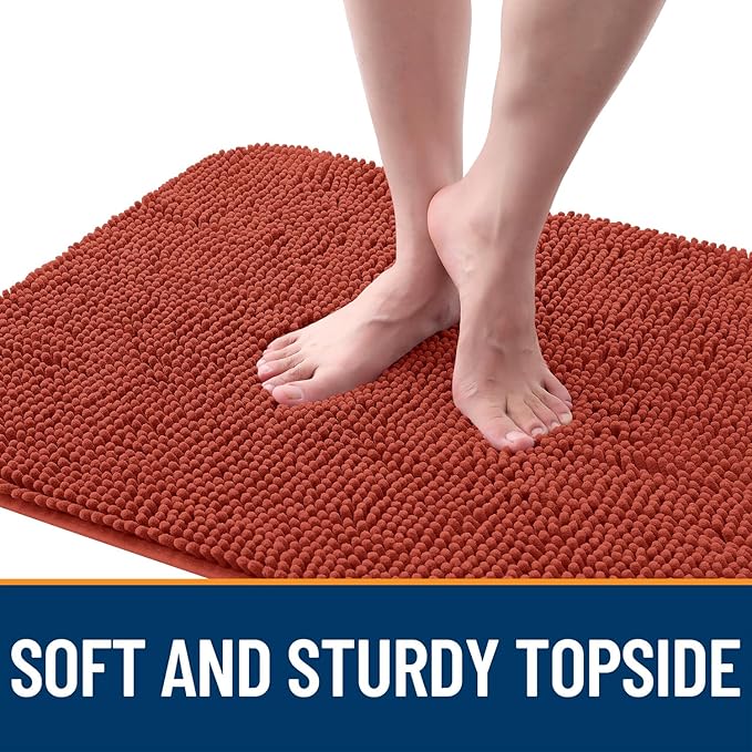 OLANLY Dog Door Mat for Muddy Paws 30x17, Absorbs Moisture and Dirt, Absorbent Non-Slip Washable Doormat, Quick Dry Chenille Mud Mat for Dogs, Entry Indoor Entryway Carpet for Inside Floor, Maple Red