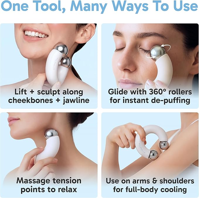 MagniGlow Roller | Magnetic Ice Globes for face with Dual Rollers | Cooling Beauty Ice Face Roller, Eyes & Neck | Portable Skincare Facial Massager for Puffiness Relief & Daily Self-Care