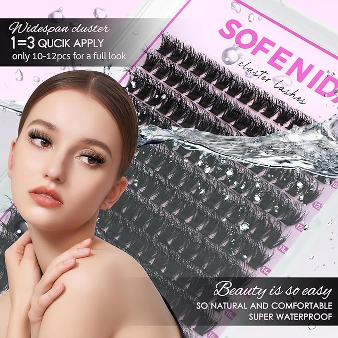 SOFENIDA Lash Clusters 80D Individual Cluster Lashes 10-18mm Volume Eyelash Clusters D Curly Cluster Eyelash Extensions 3D Thick Lash Clusters Wispy Lashes Clusters(80D-10-18MIX Lashes)