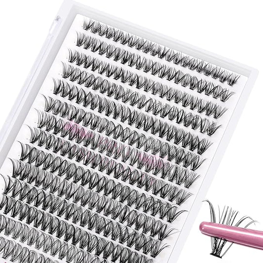 280 Pcs Individual Lashes 30D-D-0.07-16 Cluster Lashes 10D 20D C D Curl Wispy Lashes Bottom Lashes DIY Lashes At Home（30D-D-0.07-16）