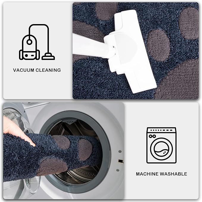 PURRUGS Dirt Trapping Door Mat 33.5" x 59", Non-Skid/Slip Machine Washable Microfiber Entryway Rug, Dog Doormat, Super Absorbent Welcome Mat for Muddy Wet Shoes and Paws, Navy Blue