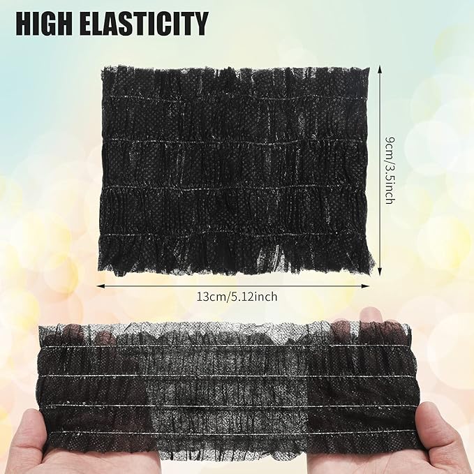 Waydress 100 Pieces Disposable Headbands Soft Non Woven Facial Spa Headbands Cloth Stretch Skin Care Hair Band Salon Makeup Sauna Supplies Individually Packaged for Women Girls, Black
