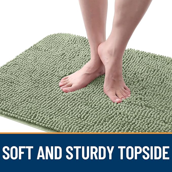 OLANLY Dog Door Mat for Muddy Paws 70x35, Absorbs Moisture and Dirt, Absorbent Non-Slip Washable Doormat, Quick Dry Chenille Mud Mat for Dogs, Entry Indoor Entryway Carpet for Inside Floor, Sage Green