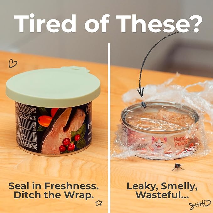 3 Pack Universal Pet Food Can Covers Lids - One fit 3 Standard Size Cans for Cats and Dogs Food Cans - Easy to Clean - Safe Silicone - Woodland Glow