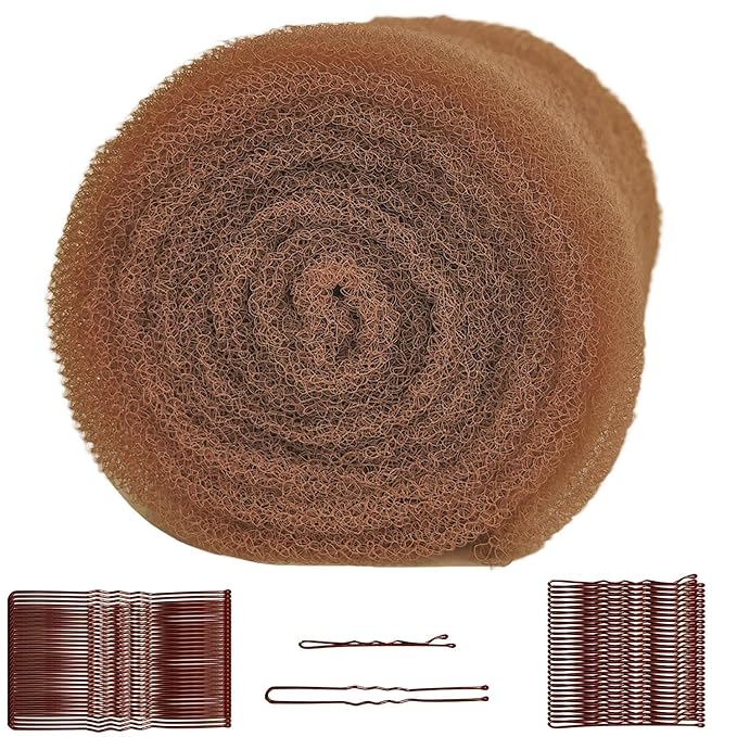 Hair Sponge for Updo Brown with 200pcs pin Hair Filler Padding for Updo Light coffee