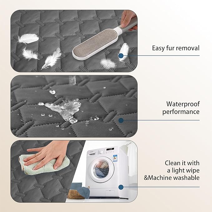 gogobunny 3X Stronger Waterproof Pet Blanket, Scratch Proof Furniture Protector for Dogs Cats, Reversible Cover 82x82 Inch, Dark Grey