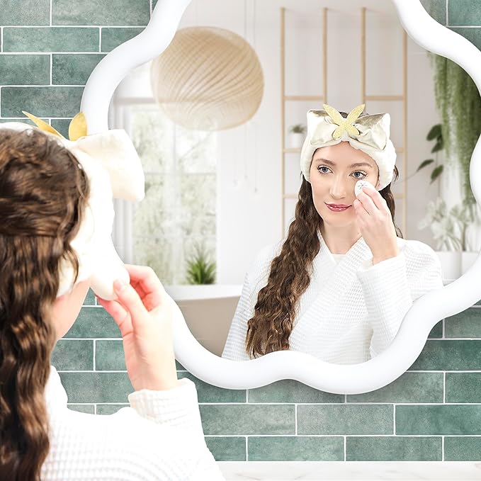 Disney Spa Headband, Soft, Plush, Adjustable, and Fun Hair Accessory for Skincare and Makeup Routines, Tinker Bell - Gold by Belle Maison