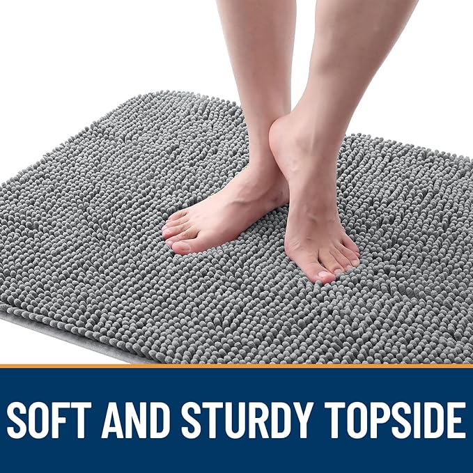 OLANLY Dog Door Mat for Muddy Paws 45x27, Absorbs Moisture and Dirt, Absorbent Non-Slip Washable Doormat, Quick Dry Chenille Mud Mat for Dogs, Entry Indoor Entryway Carpet for Inside Floor, Grey