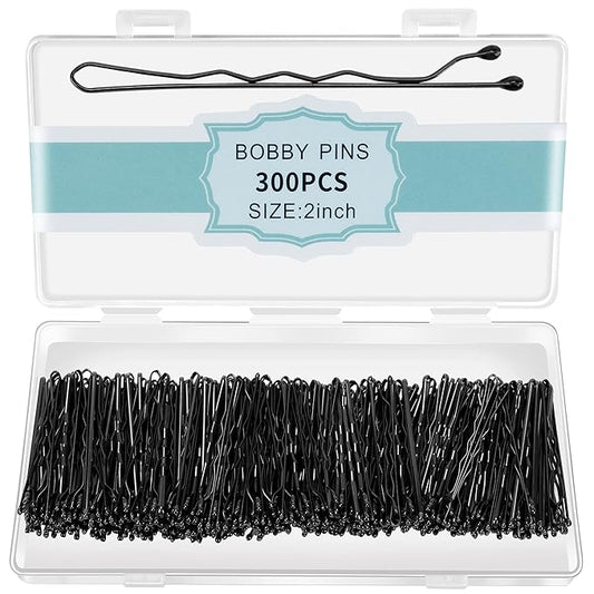 300 Pcs Bobby Pins Black, Hair Pins for Women Girls and Kids, Invisible Wave Hair clips Bulk with Storage box, Pain-Free Hairpins（2 Inch Black）