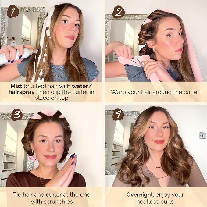 Yanibest Heatless Hair Curler to Sleep in, Overnight curl headband, No Heat Hair Curler Set with Hair Clip Scrunchies for Styling