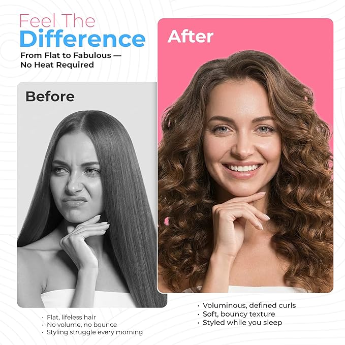 My Beauty Spot Flexi Rod Rubber Rollers - 47 pc. Salon Quality Overnight Hair Rollers for Medium to Long Hair - 7 Sizes for Tight Curls or Loose Waves, Damage Free, Heatless Curls Overnight