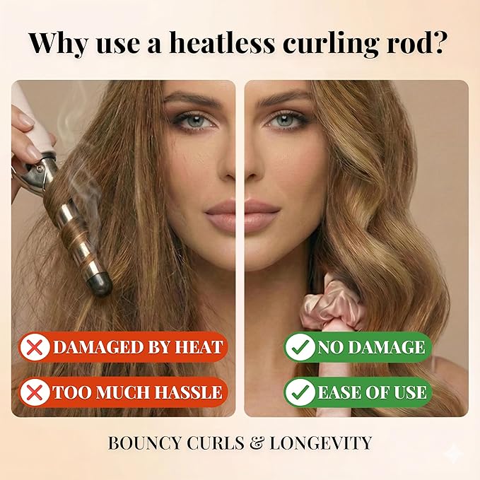 Heatless Curls Overnight, Heatless Hair Curler for Sleep in Waves, No Heat Curling Rod Headband Overnight Set, Soft Damage-Free, Comfortable Sleep in, for Long or Short Hair