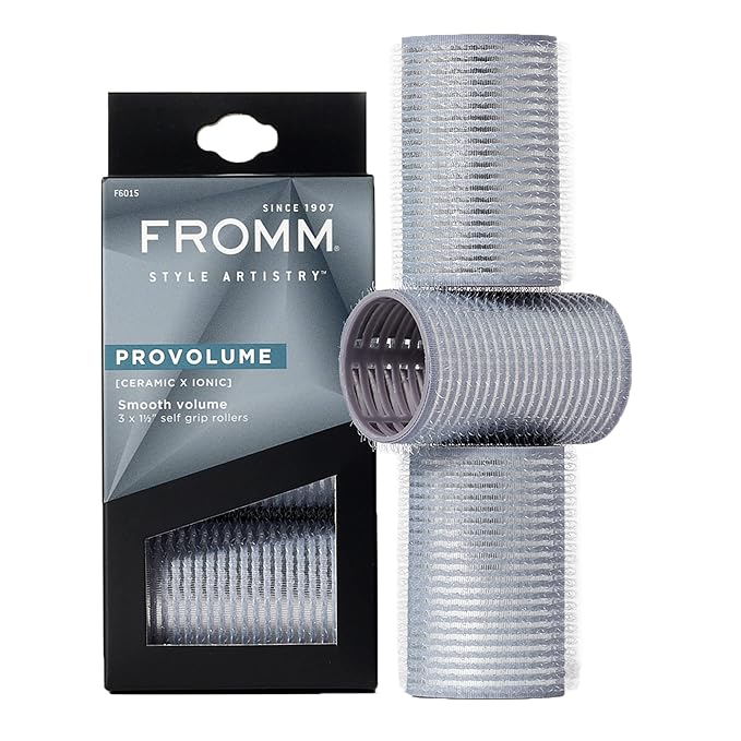 Fromm ProVolume 1.5" Self-Grip Ceramic Ionic Thermal Hair Rollers, 3 Count, Salon Quality Hair Curlers for Shorter or Medium Length Hair, Bangs and Tighter Curls