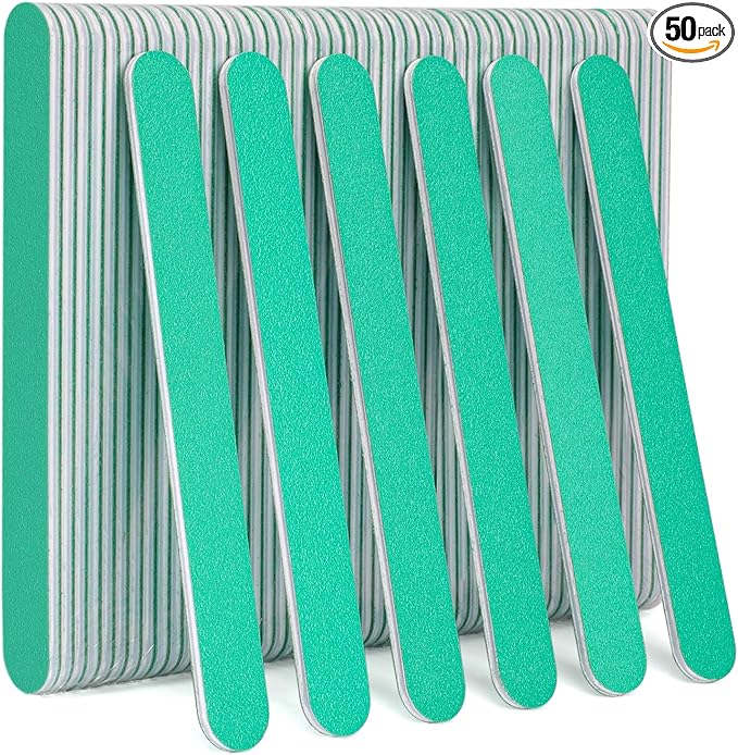 Nail File, 50 PCS Fingernail Files 7" Long 80/80 Grit Emery Boards for Nails - Professional Nail Files Washable for Acrylic, Gel, Dip Powder, and Poly Gel Nail - Coarse Rough Grit