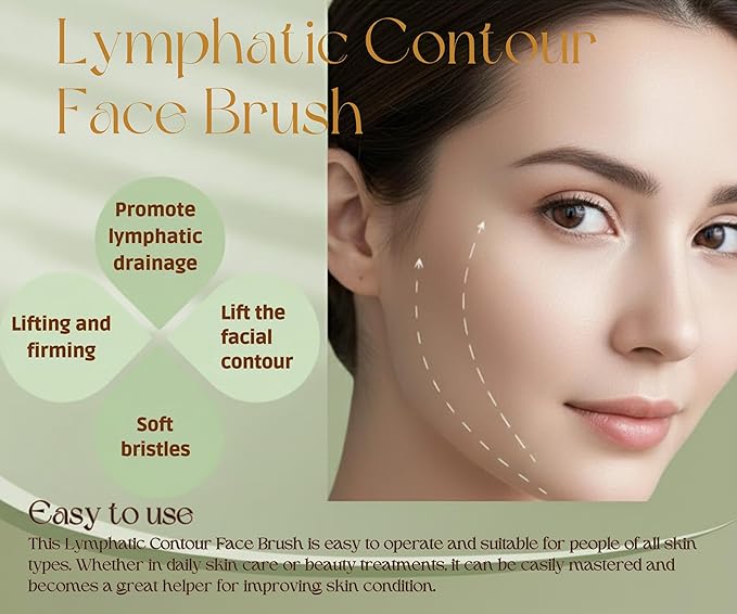 2PCS Lymphatic Contour Face Brush, Ergonomically Designed to Fit The Skin Precisely and Relieve Fatigue, Facial Massage Brush for Drainage & Sculpting- Anti-Puffiness, Detox & Lift, Dry Brushing Face