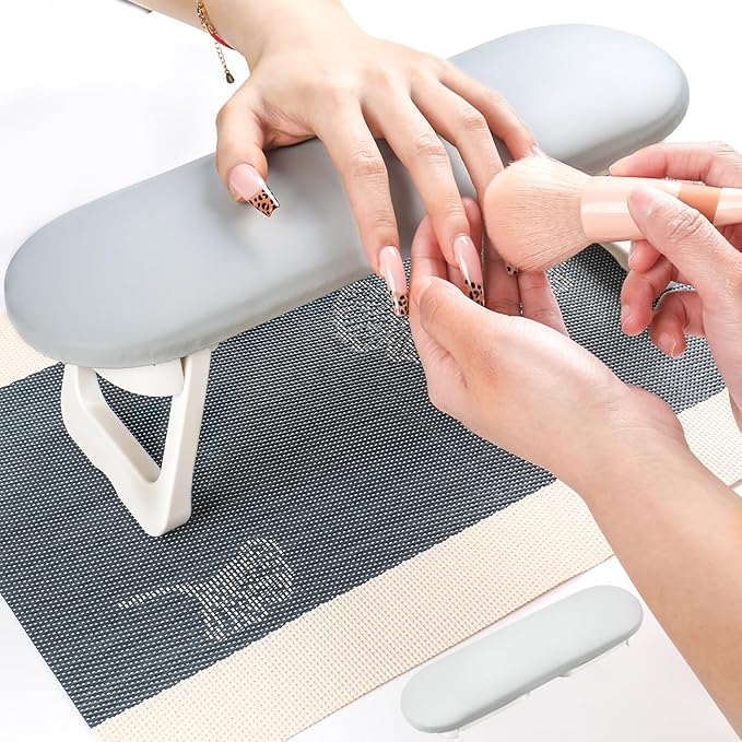 Nail Arm Rest Cushion, Professional Adjustable Nail Hand Rest Stand Arm Rest for Acrylic Nails Cushion Hand Holder, Hand Pillow Stand with PU Leather Soft High-Density Sponge, Manicure Nail Tool