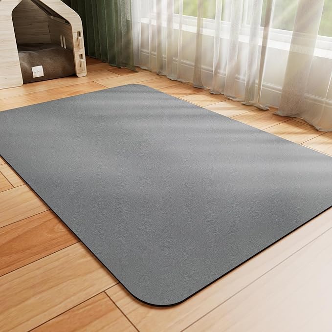 Dog Food Mat - Absorbent Cat Mat for Food and Water, No Stains Pet Feeding Bowl Mat, Easy to Clean Pet Placemats, Quick Dry Dog Water Dispenser Mat for Messy Drinkers | Dark Grey 12"x 19"