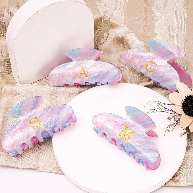 Hair Clips for Women | Monogram Hair Claw Hair Accessory | Personalized Gifts for Women Teen Girl Trendy Stuff | Cute Hair Claws | Gifts for Girls Her Mom Bridesmaid Wife - Lavender,M