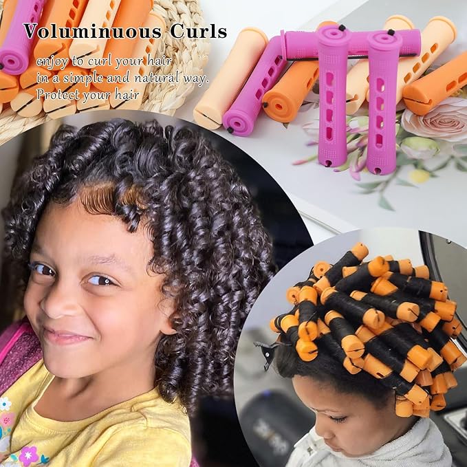 30Pcs Perm Rods Set For Short Hair,Orange Beige Purple Perm Rods For Long Hair 3 Sizes Cold Wave Non-Slip Perming Rods Hairdressing Tools