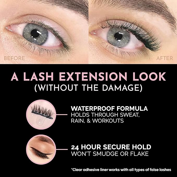 Luxillia 8-Piece Clear & Black Magnetic Eyelashes with Applicator & Magnetic Eyeliner Kit – Reusable Natural Magnetic Lashes – Easy Apply Lash Kit for Beginners – Waterproof Dramatic Looks
