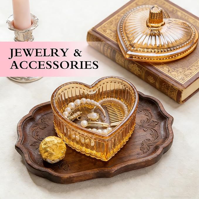 2 Pieces Large Body Powder Puff and Container - Dusting Powder Container with Puff, Crystal Case, Body Powder for Women Soft Washable Reusable Velour Face Body Glitter (Amber Love)