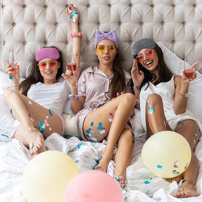 Kajaia 48 Pcs Sleepover Party Supplies for Girls Spa Part Favor Slumber Party Supplies for Women Headband Eye Mask Hair Scrunchies Toiletry Bag